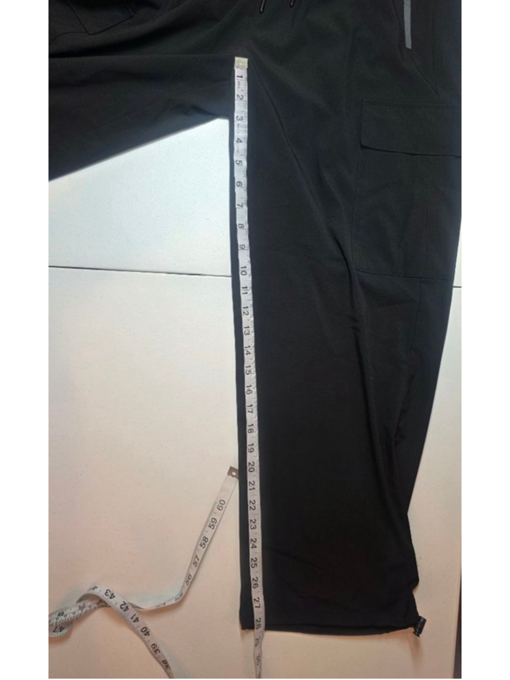 Farungs Black Cargo Jogger Pants L Wide Leg Drawstring Stretch Utility - Picture 6 of 8